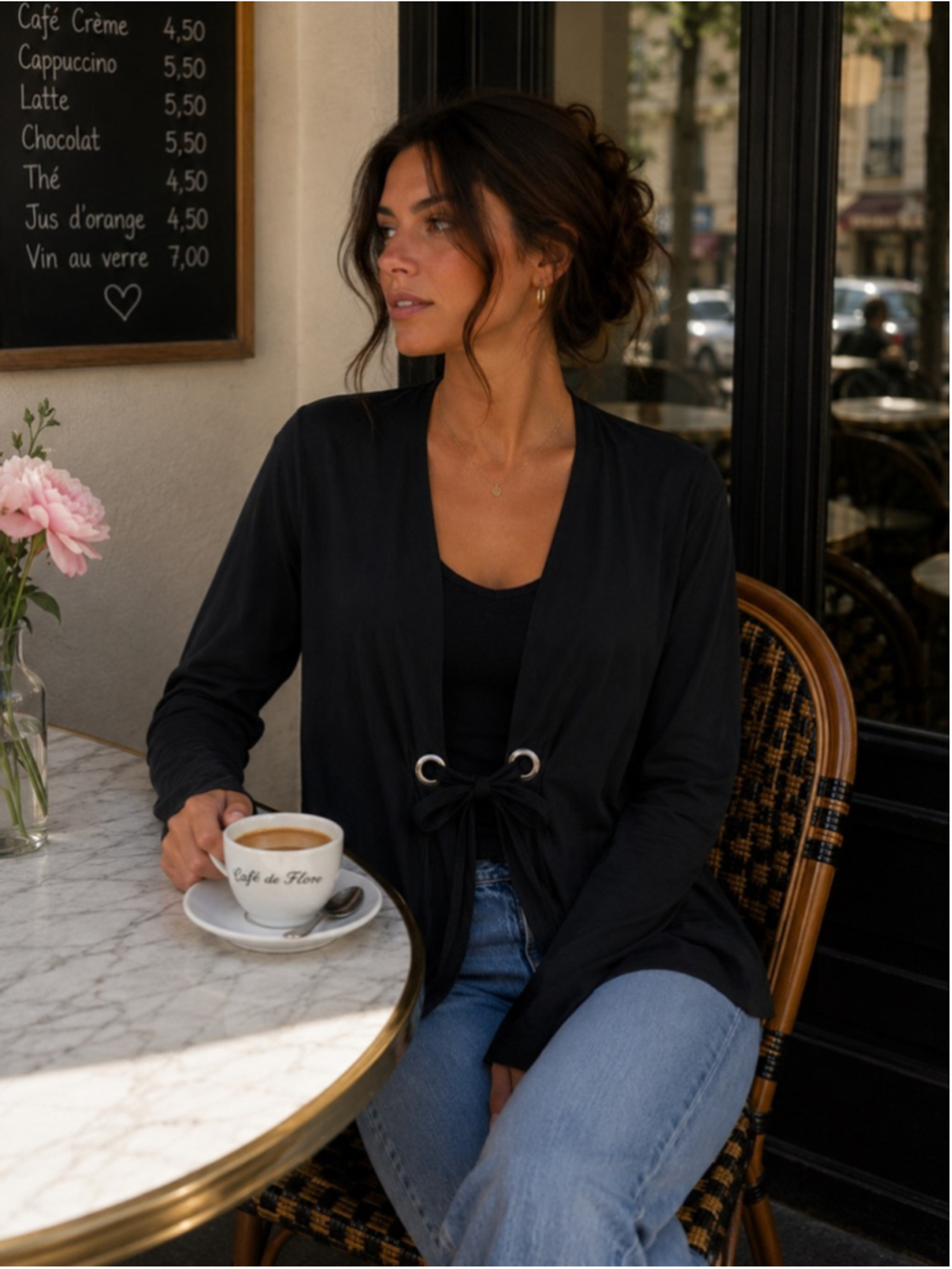 Women's Espresso Black Cardigan Size M F26